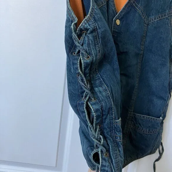 Milwaukee Performance Apparel Vest Mens M Denim Side Lace -up Motorcycle Biker - Picture 3 of 9